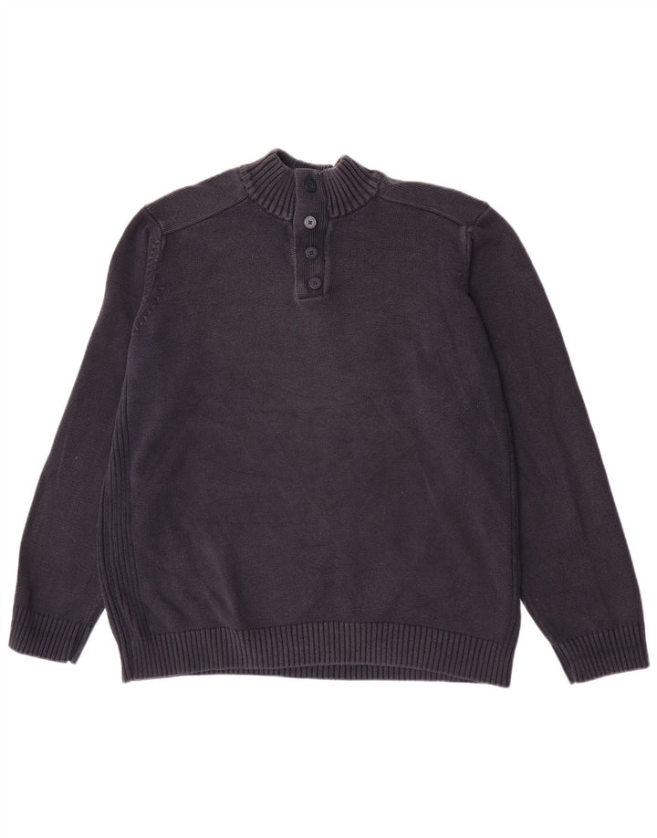 Marks & Spencer Jersey azul marino con cuello y botones para hombre XL Algodón azul marino