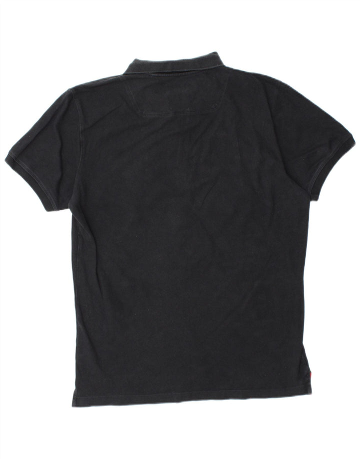 DIESEL Polo para hombre grande de algodón negro