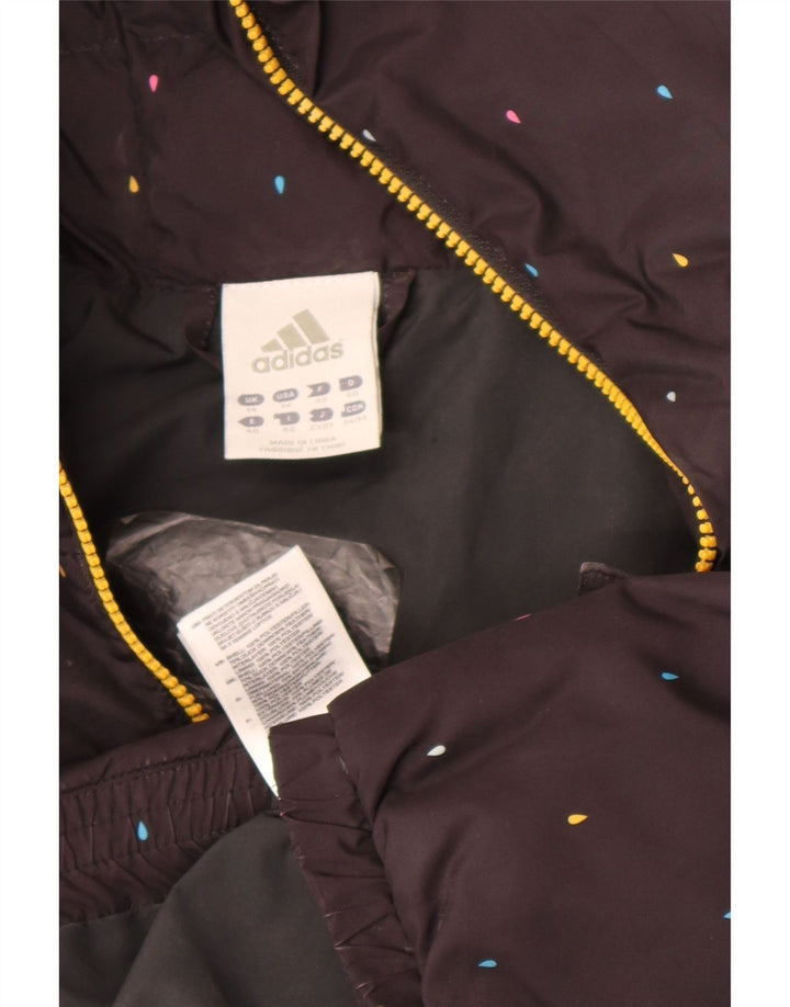Adidas Chaqueta acolchada con capucha para mujer UK 44 Mediana Poliéster con manchas negras