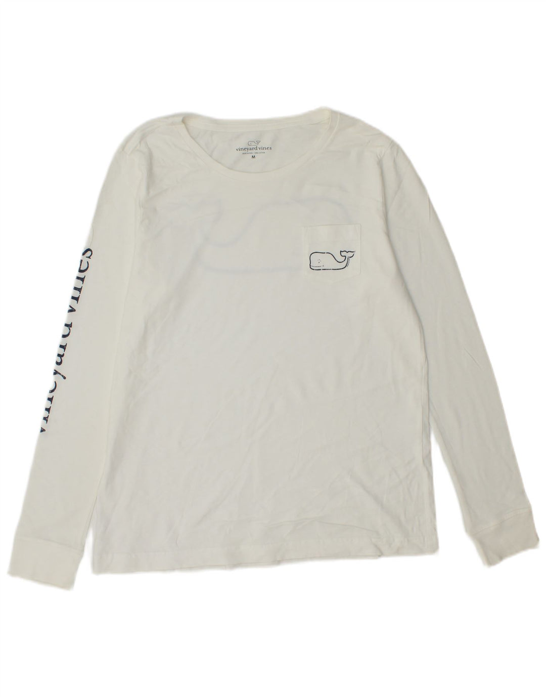 VINEYARD VINES Top gráfico para hombre manga larga algodón blanco medio