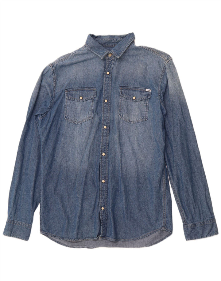 JACK & JONES Camisa vaquera para hombre Large Blue Cotton