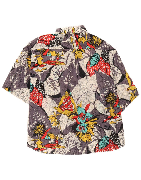 Vintage hombres camisa de manga corta medio multicolor floral