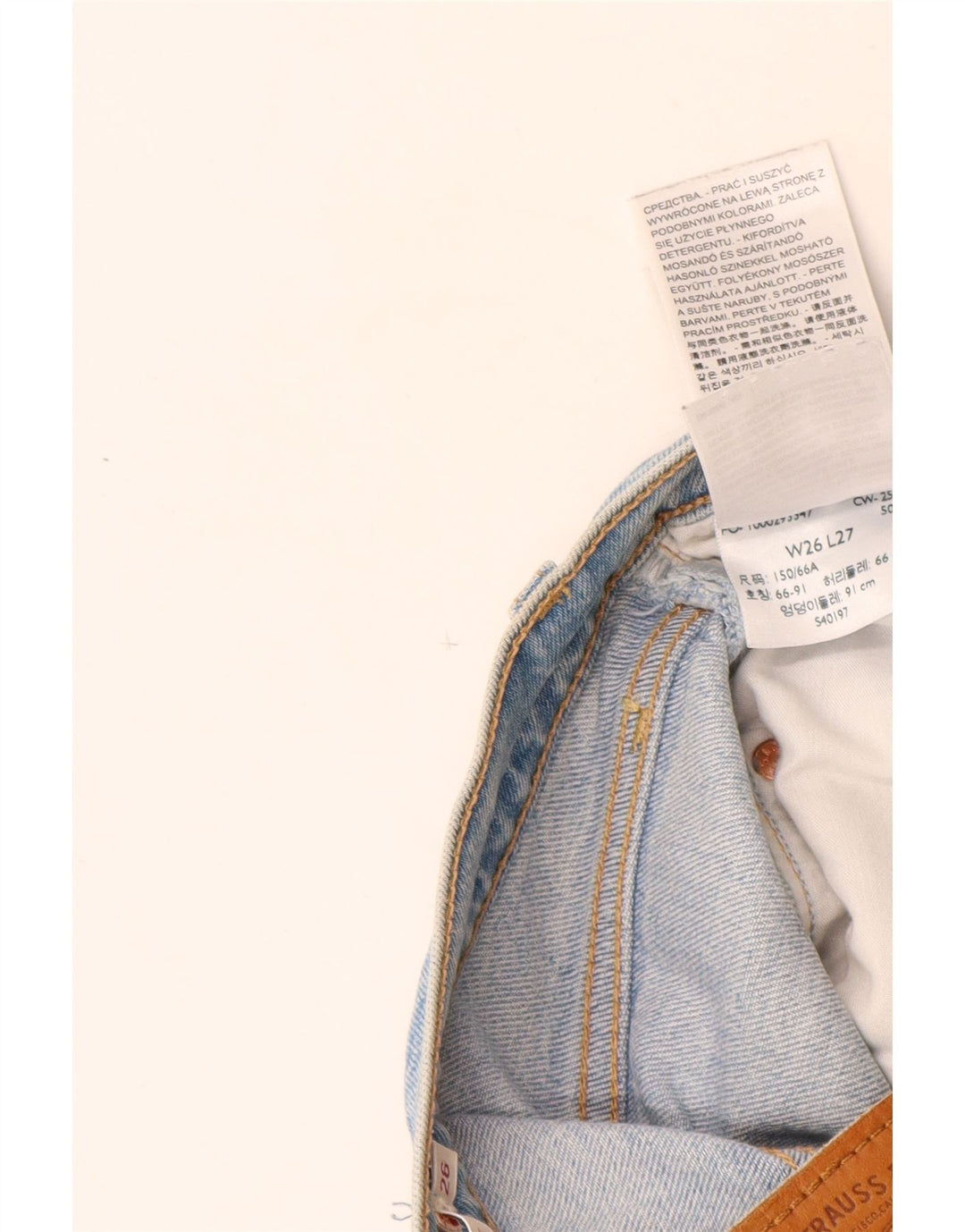 Vaqueros rectos desgastados Ribcage para mujer Levi's W26 L27 Algodón azul