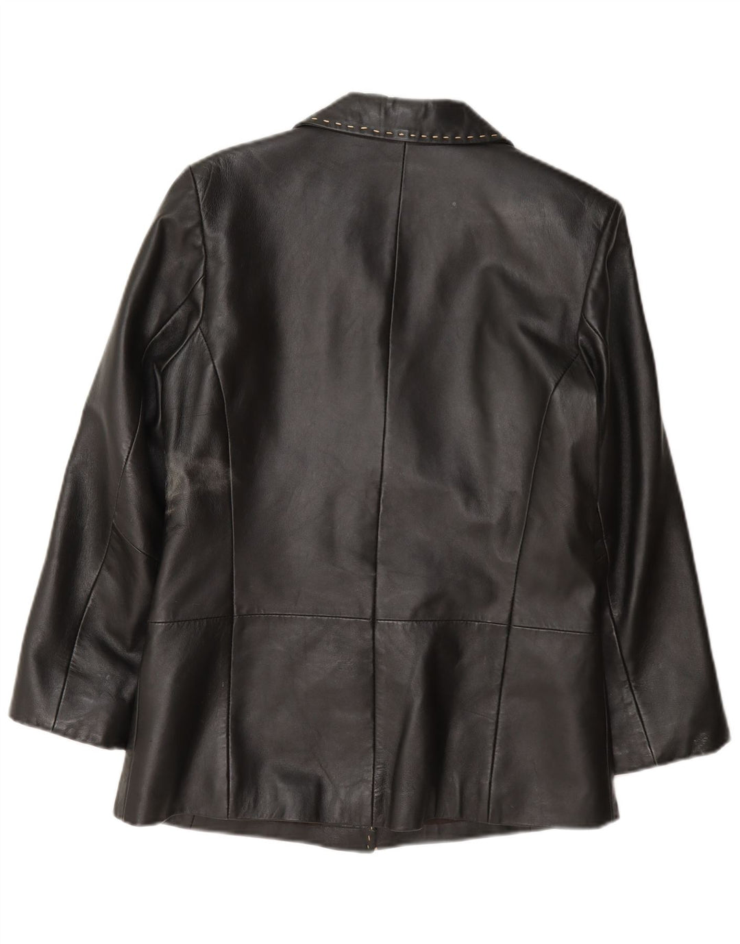 Julia S. Roma Chaqueta Blazer de Cuero con 3 Botones para Mujer UK 42 Mediano Negro