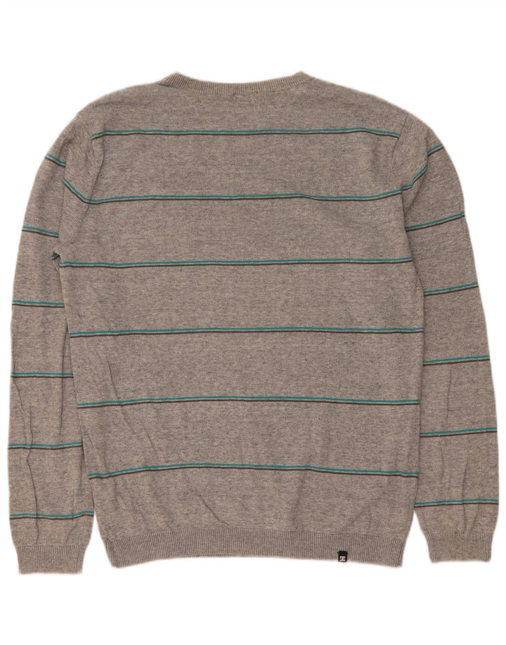 DC Jersey De Cuello Redondo Para Hombre Jersey De Algodón A Rayas Gris Medio