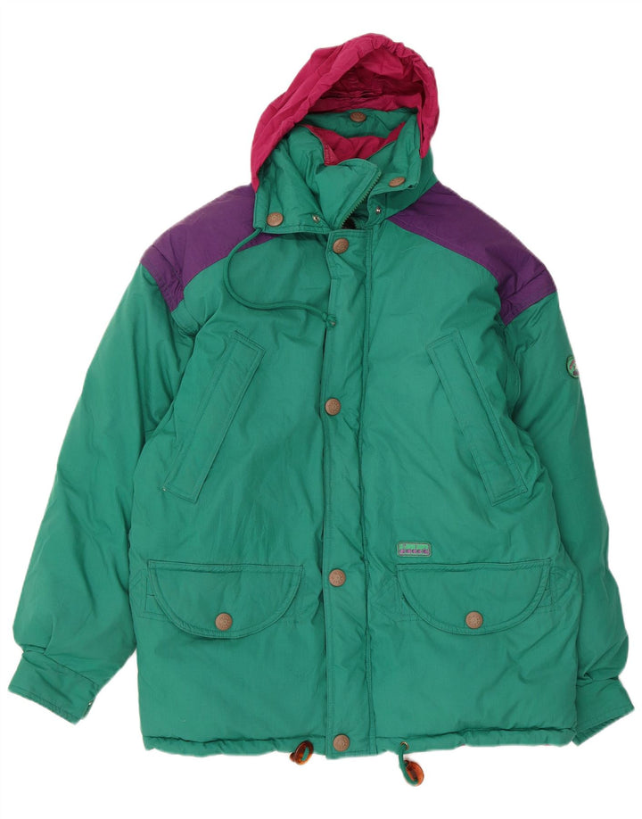 Diadora Hombre Chaqueta acolchada con capucha ES 36 Small Verde Colorblock Poliéster