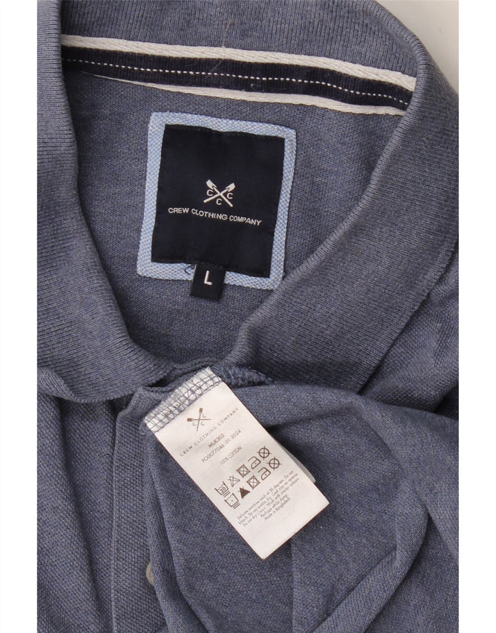 CREW CLOTHING Polo para hombre grande azul marino algodón