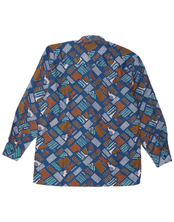 Camisa Vintage Hombre Talla 43/44 XL Poliéster Geométrico Azul