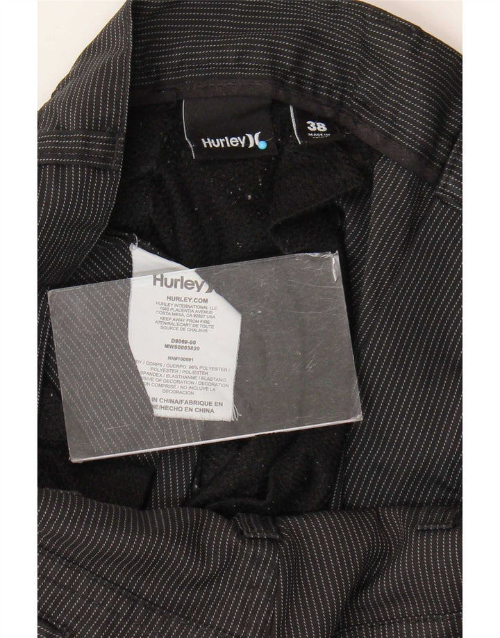Hurley Pantalones cortos chinos para hombre W38 XL Poliéster a rayas negras