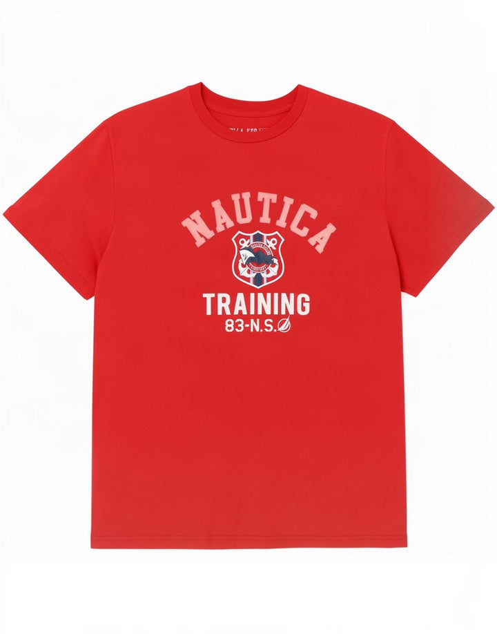 Nautica Camiseta gráfica para hombre Top grande de algodón rojo