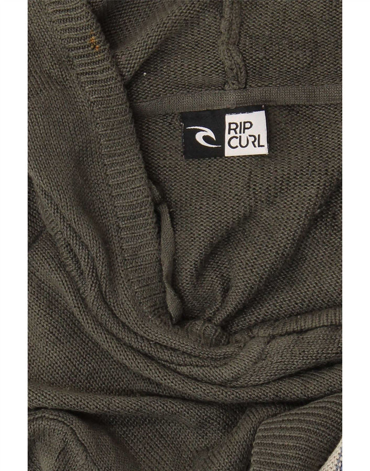 Rip Curl Hombre Cárdigan Con Capucha Suéter Gris Medio A Rayas