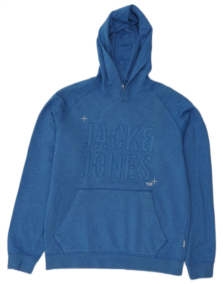 Jack & Jones Hombre Sudadera Con Capucha Gráfica De Algodón Azul Medio