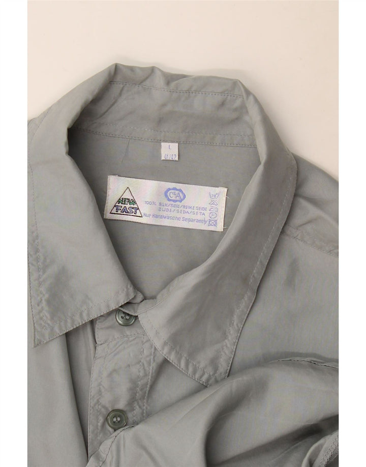 Nuevo Fast Camisa de manga corta para hombre talla 41/42 grande gris seda