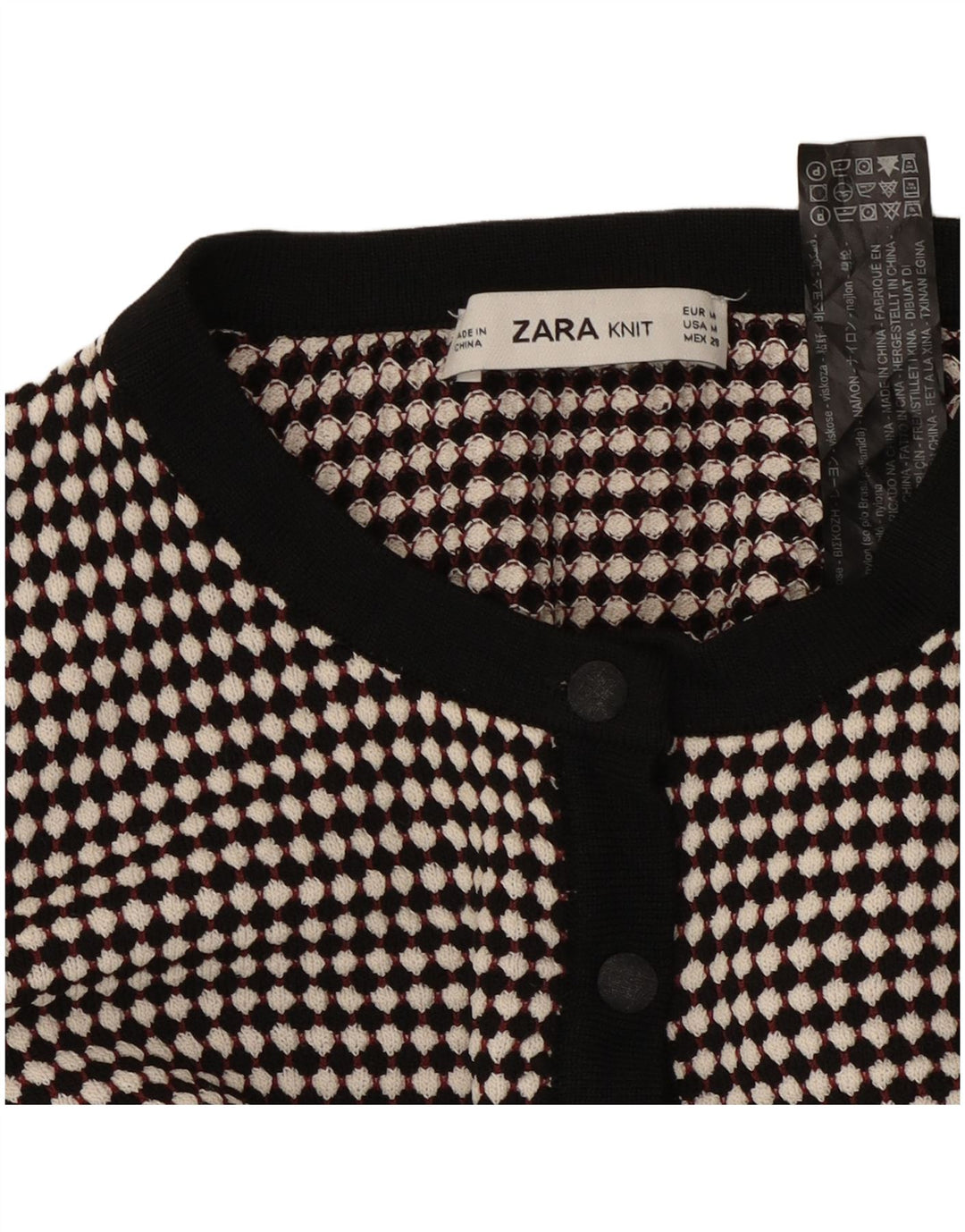 ZARA Mujer Crop Cardigan Suéter UK 40 Medio Viscosa Manchada Negra