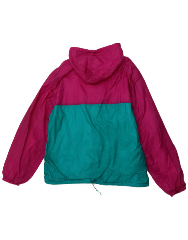 VINTAGE Chaqueta impermeable con capucha para hombre Reino Unido 42 XL Poliamida en bloque de color rosa