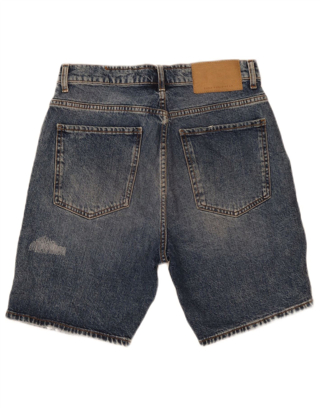 Zara Pantalones cortos de mezclilla desgastados para hombre EU 40 Medium W31 Algodón azul
