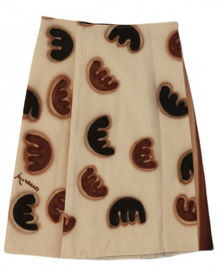 Falda evasé vintage para mujer W30 Bloque de color blanco medio