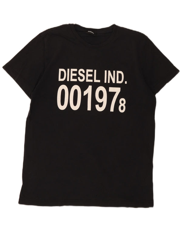 DIESEL Camiseta gráfica para hombre Top Medium Black Cotton