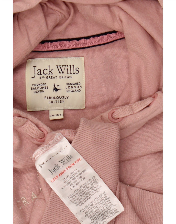 JACK WILLS Jersey con capucha para niña 14-15 años Algodón rosa