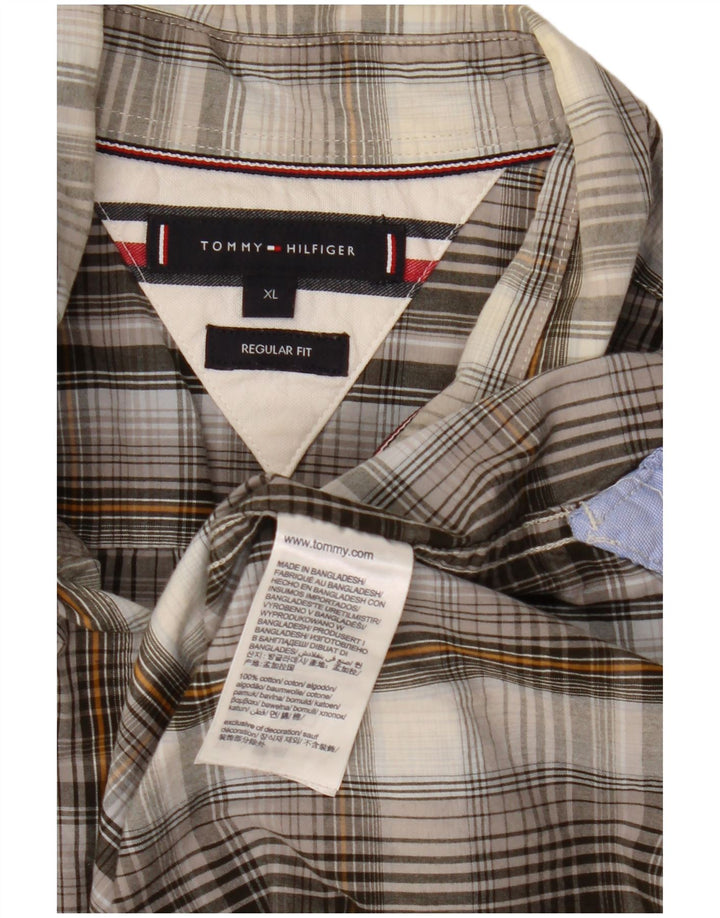 Tommy Hilfiger Camisa Regular Fit para Hombre XL Algodón a Cuadros Gris