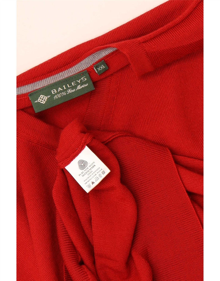 Baileys Jersey con cuello en V para hombre, talla 2XL, lana virgen roja