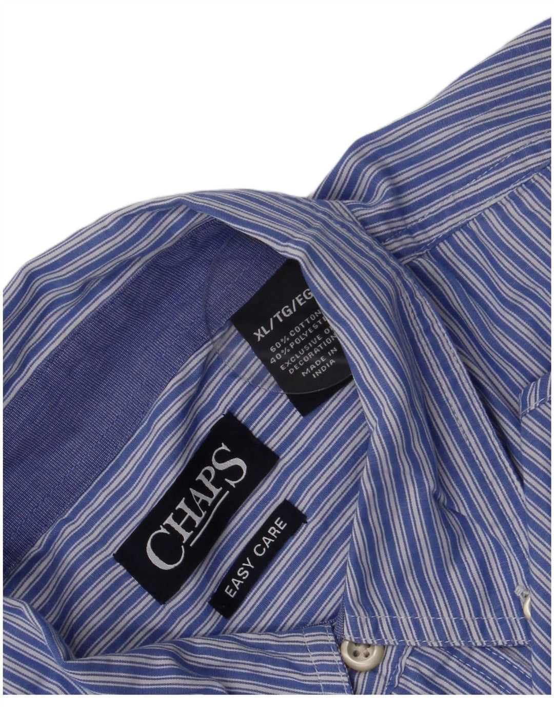 Chaps Camisa de fácil cuidado para hombre XL Algodón a rayas azules