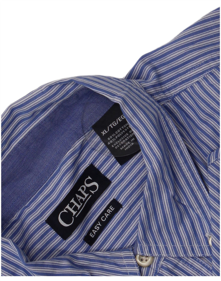 Chaps Camisa de fácil cuidado para hombre XL Algodón a rayas azules