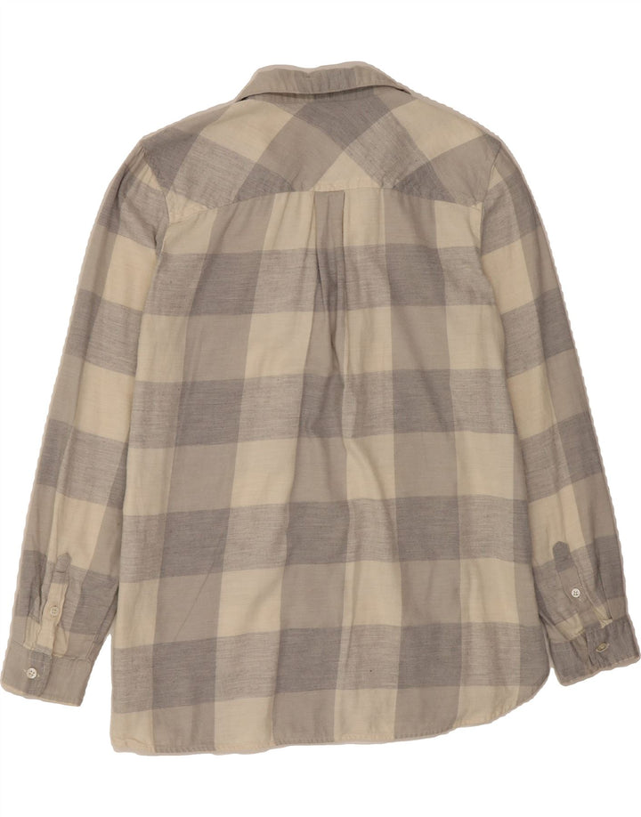 J. CREW Womens Longline Loose Fit Pullover Shirt UK 10 Small Grey Check Vintage J. Crew and Second-Hand J. Crew from Messina Hembry 
