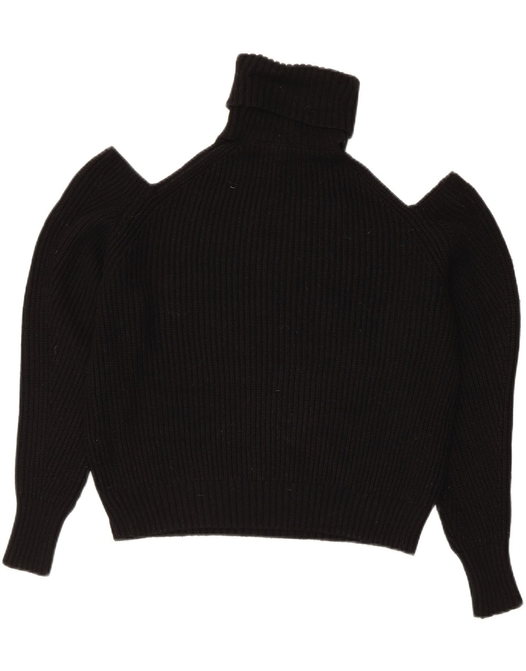 Zara Mujer Crop Oversize Roll Neck Jumper Sweater UK 10 Small Negro