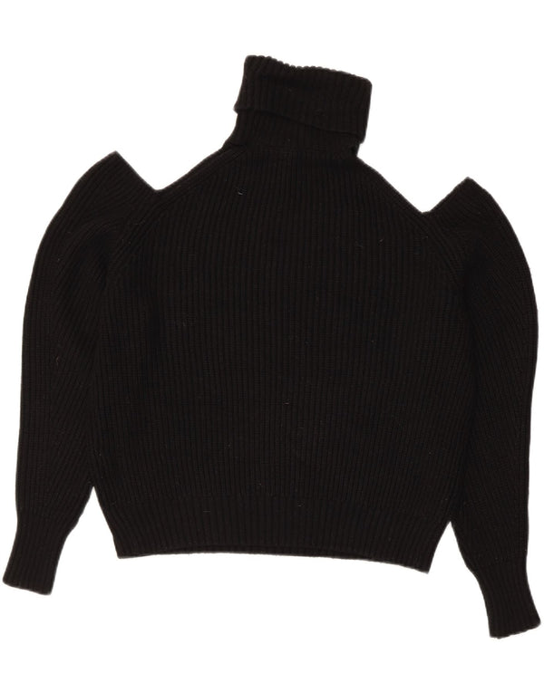 Zara Mujer Crop Oversize Roll Neck Jumper Sweater UK 10 Small Negro