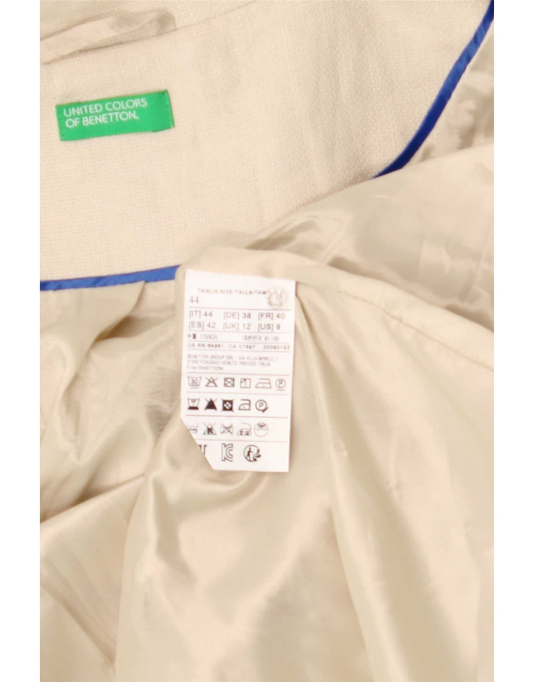 Abrigo Benetton Mujer UK 42 Lino Beige Medio