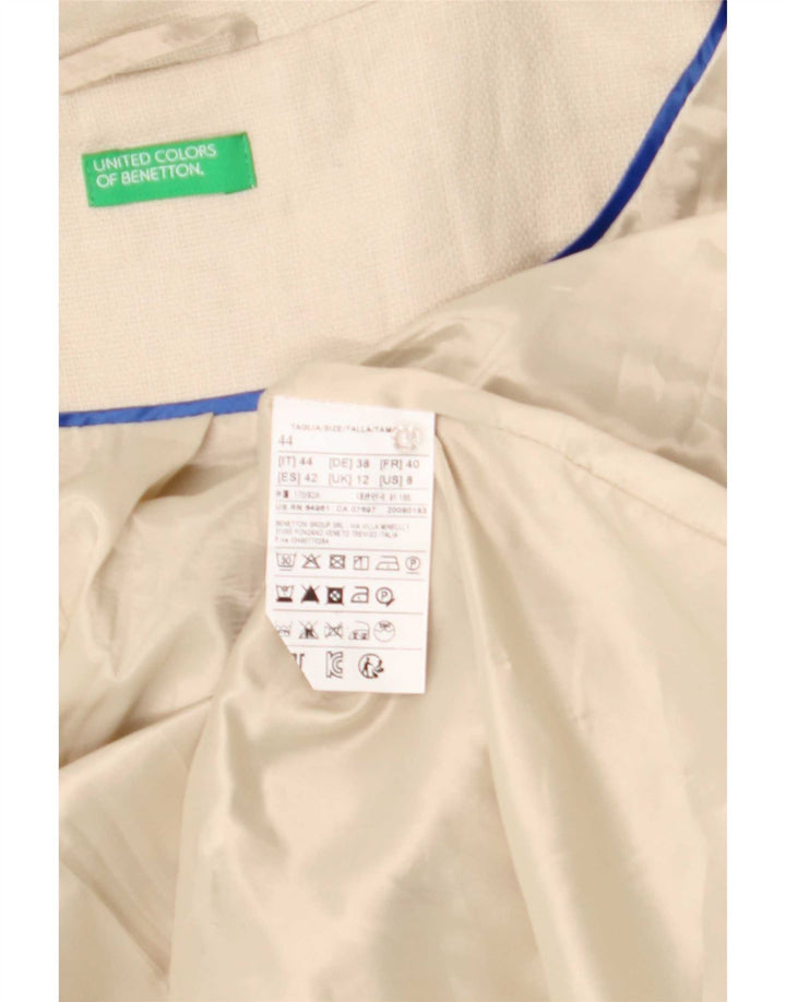 Abrigo Benetton Mujer UK 42 Lino Beige Medio