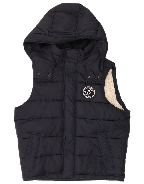Abercrombie & Fitch Chaleco acolchado con capucha para hombre UK 42 XL Poliéster azul marino