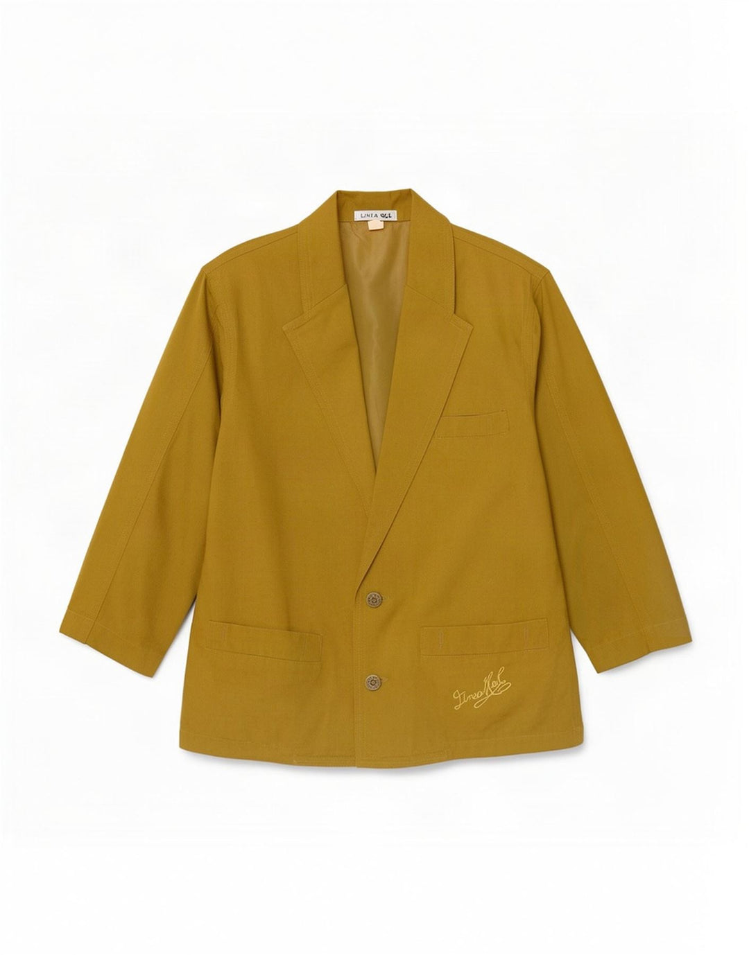 Vintage mujer 3/4 manga 2 botones Blazer chaqueta EU 38 algodón caqui medio