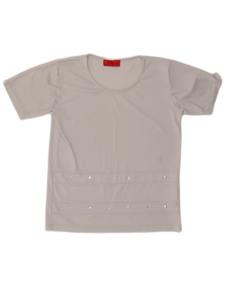 ROBERTA DI CAMERINO Camiseta Mujer Top UK 44 Poliéster Gris Medio