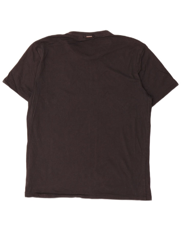 NAPAPIJRI Camiseta con gráfico geográfico para hombre Top grande de algodón negro