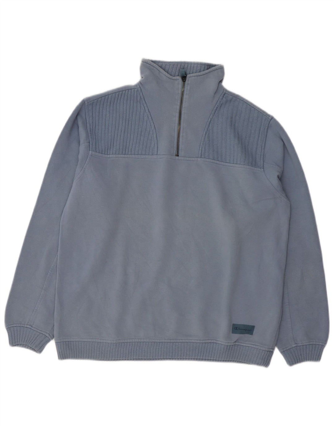 CHAMPION Sudadera con cuello y cremallera para hombre, jersey de algodón azul grande