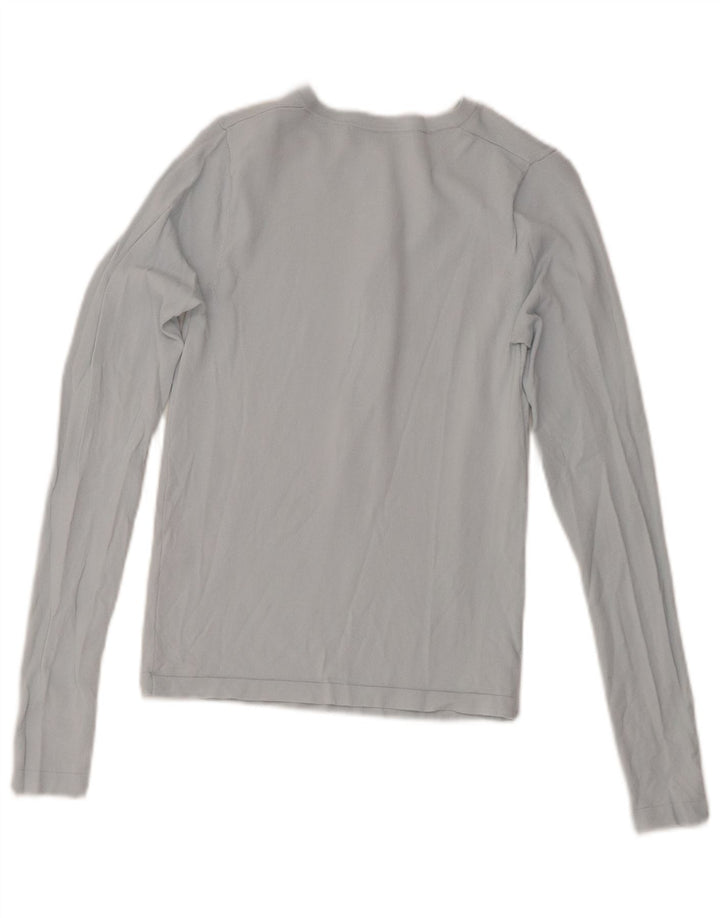 Zara Mujer Top Manga Larga UK 8 Small Viscosa Azul