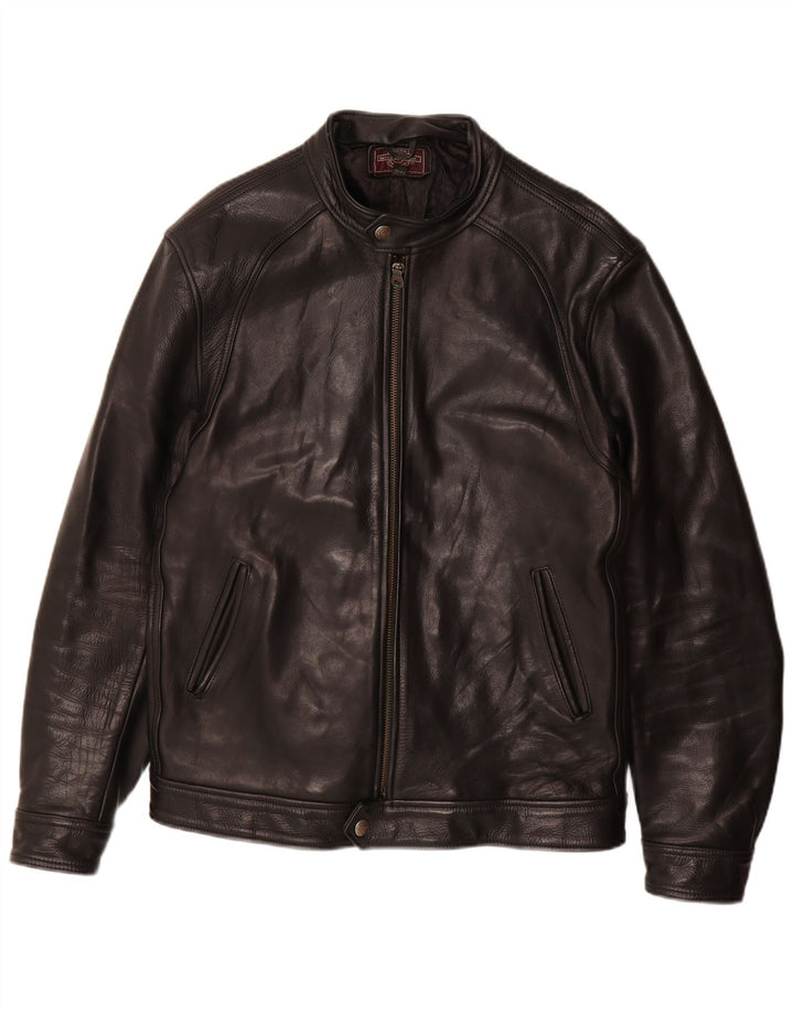 Vintage hombres cuero bomber chaqueta Reino Unido 38 cuero negro medio