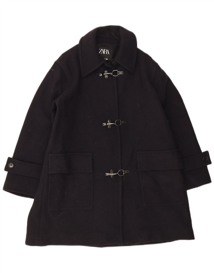 Zara Mujer Abrigo Extragrande UK 10 Small Lana Azul Marino