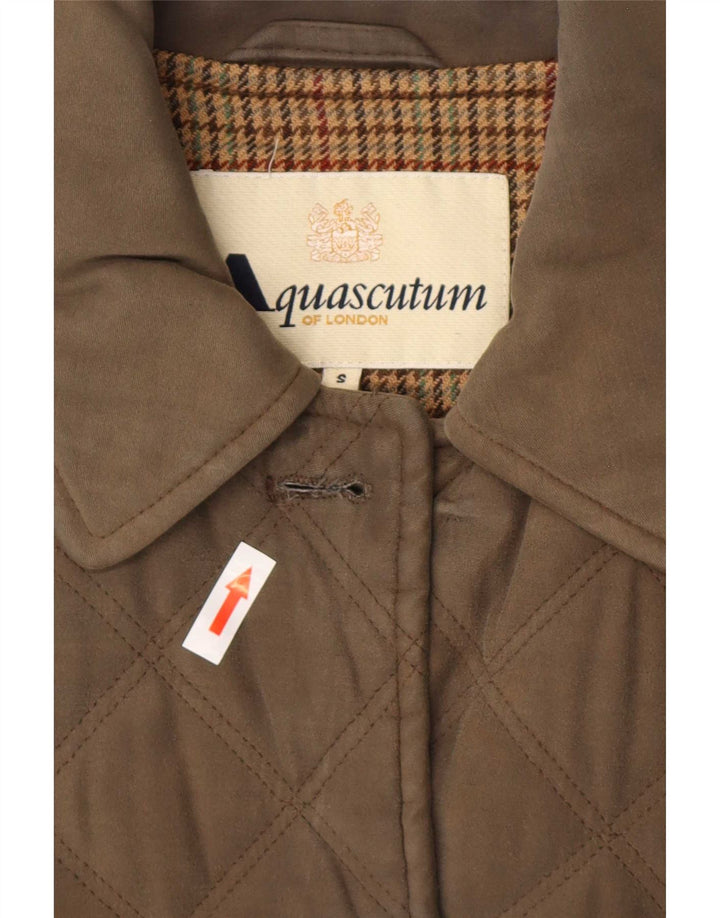 Aquascutum Chaqueta acolchada para mujer UK 10 Small Caqui Poliéster