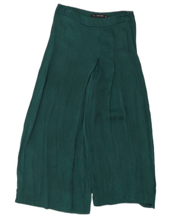 Zara Mujer Pantalones Casuales De Pierna Ancha Pequeño W26 L26 Verde