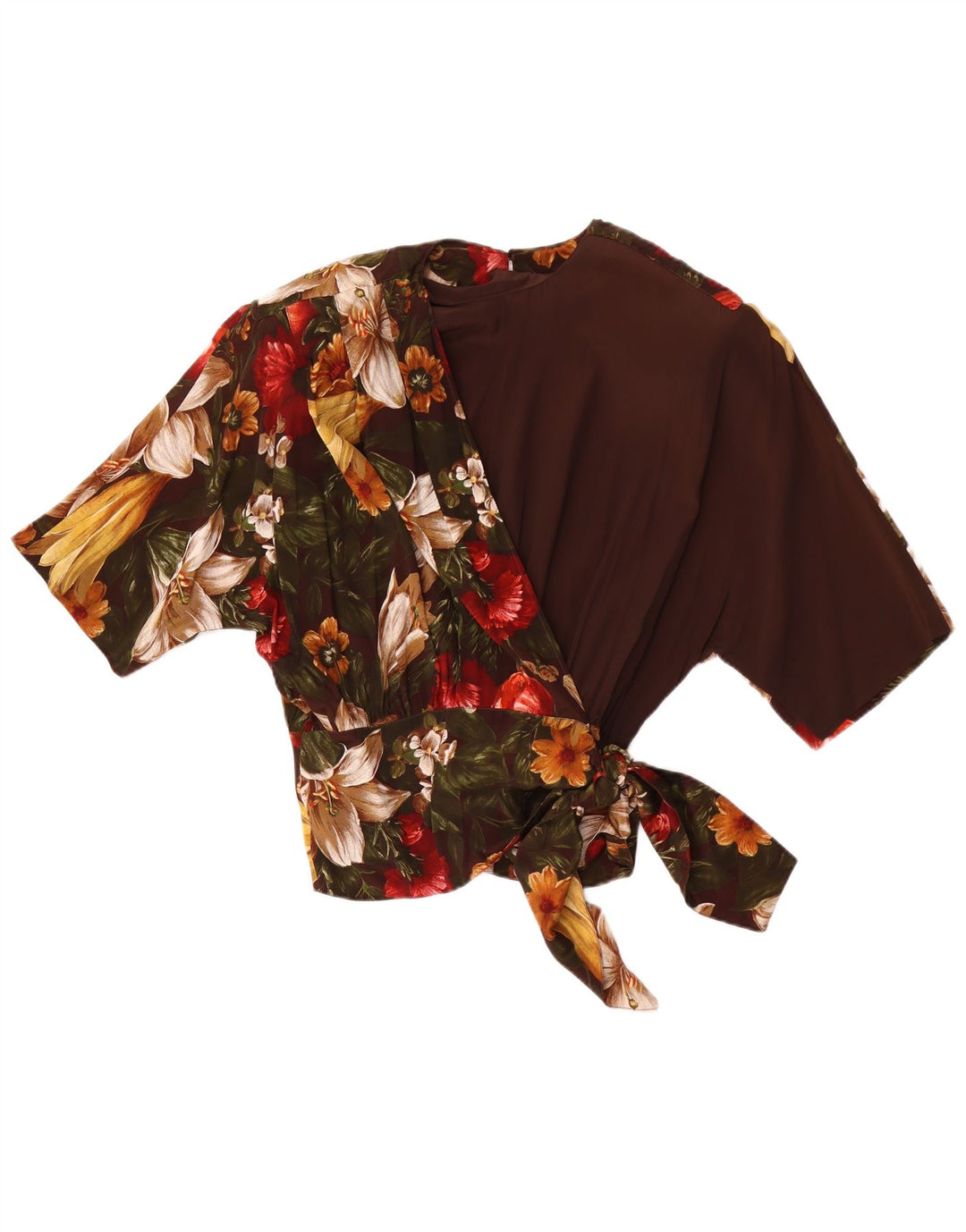 Blusa Mujer Punto e Virgola IT 44 Acetato Floral Marrón Medio