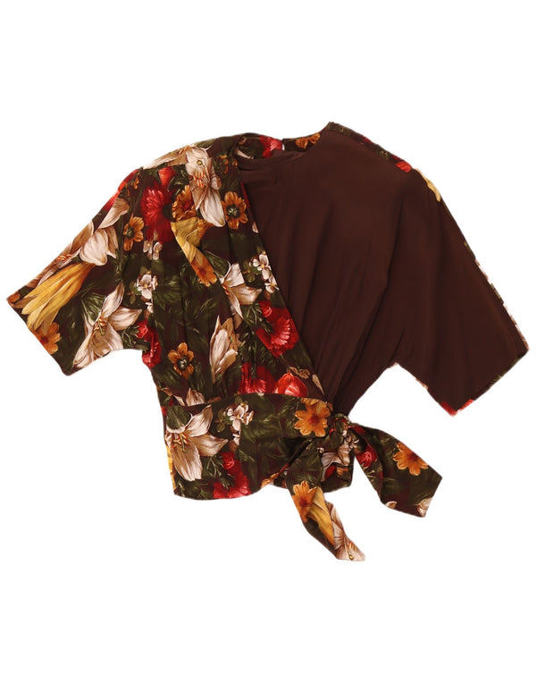 Blusa Mujer Punto e Virgola IT 44 Acetato Floral Marrón Medio