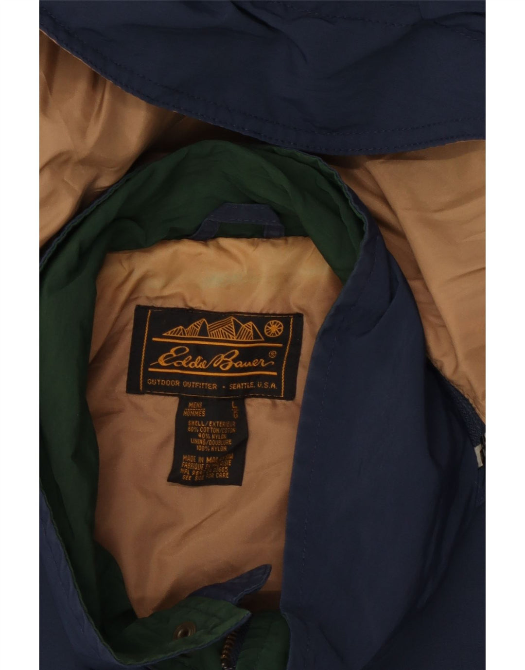 Eddie Bauer Abrigo cortavientos con capucha para hombre UK 40 Large Azul marino Algodón