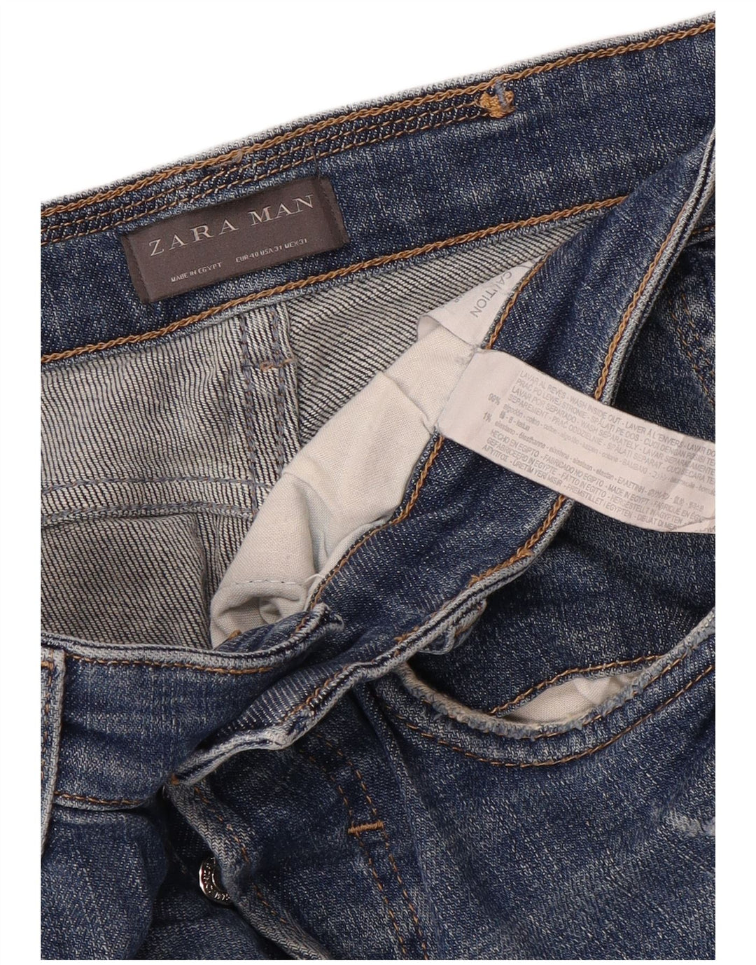 ZARA Vaqueros ajustados desgastados para hombre EU 40 Medium W31 L30 Algodón azul