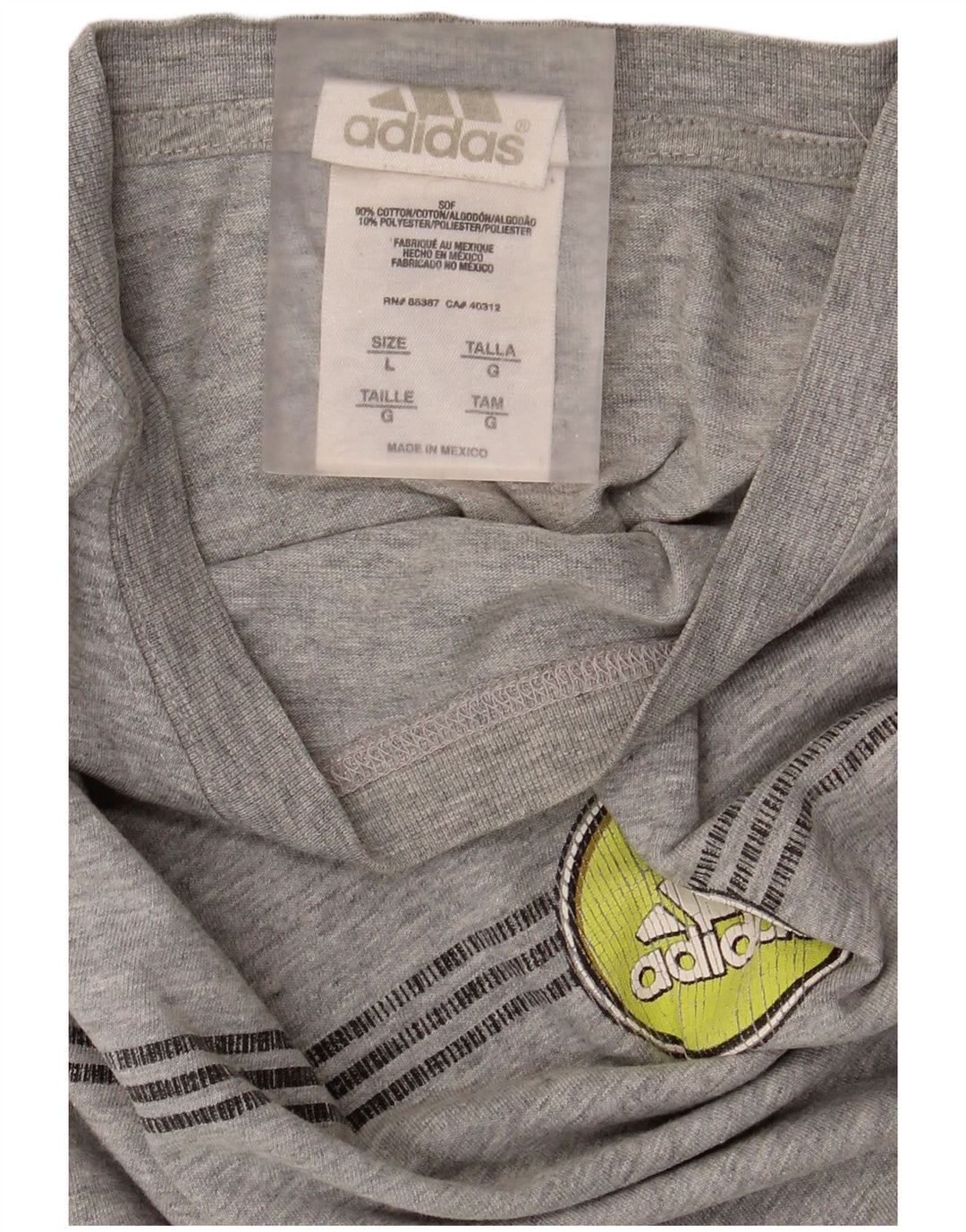 Adidas Mens Graphic Top Manga Larga Grande Gris Algodón