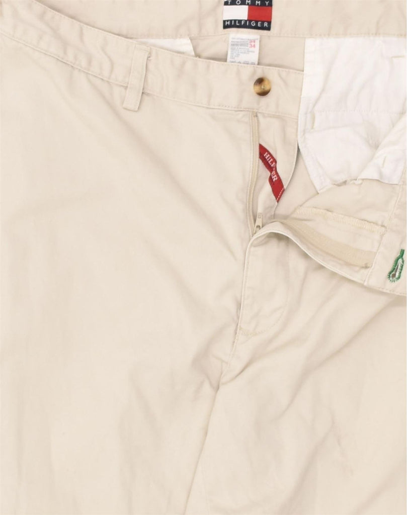 TOMMY HILFIGER Mens Straight Casual Trousers W43 L34 Off White Cotton | Vintage Tommy Hilfiger | Thrift | Second-Hand Tommy Hilfiger | Used Clothing | Messina Hembry 
