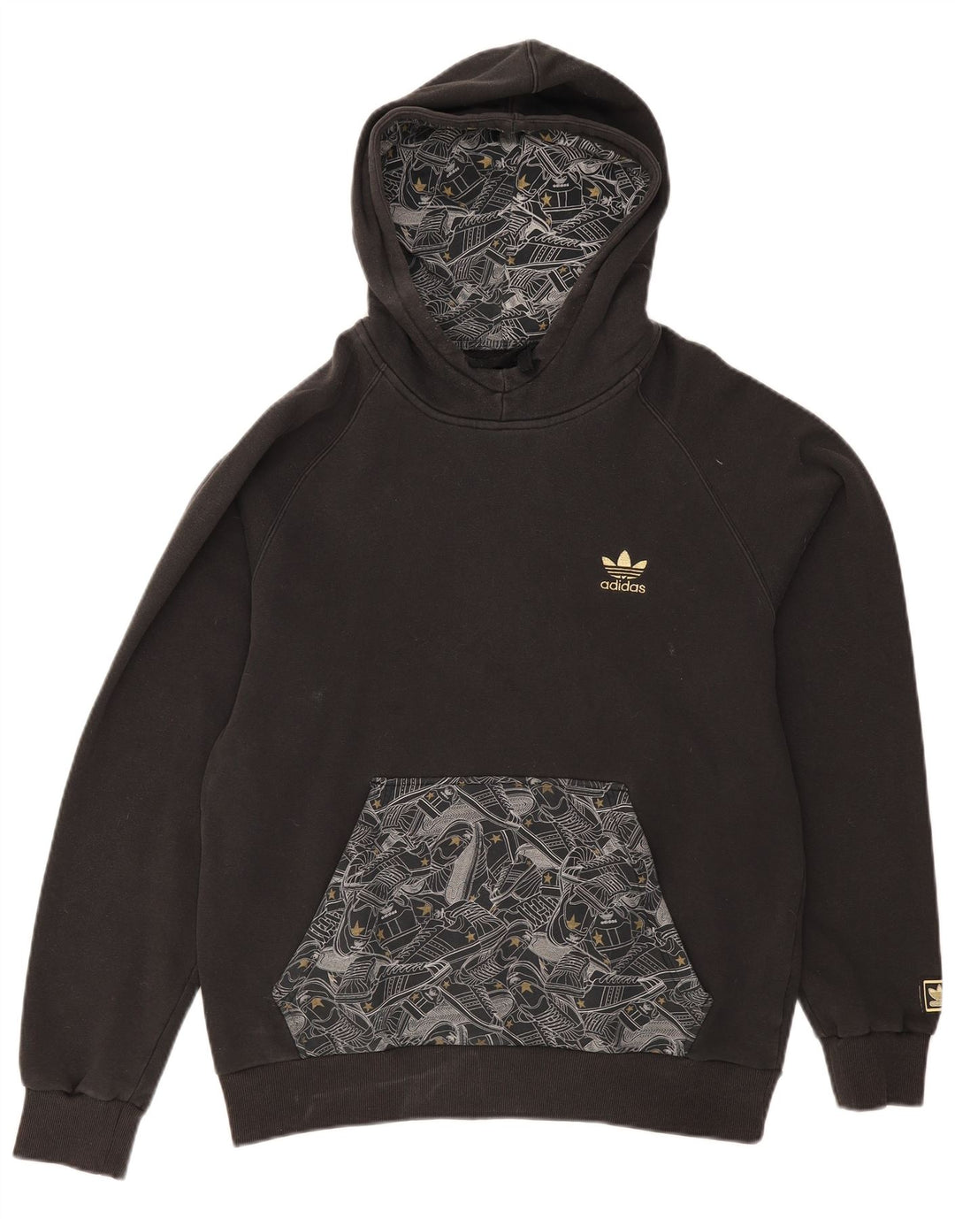 Adidas Hombre Sudadera Con Capucha Jumper Grande Negro Geométrico