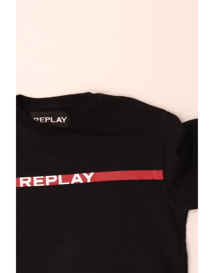 Replay Sudadera Gráfica Para Hombre Jersey De Algodón Negro Mediano